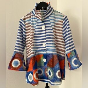 🎨 Damee Art-to-Wear Jacket • Striped & Geometric Statement Top • Size S 🎨